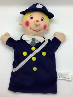 TCM Plush Policeman Hand Puppet Vintage Made in Germany Toy